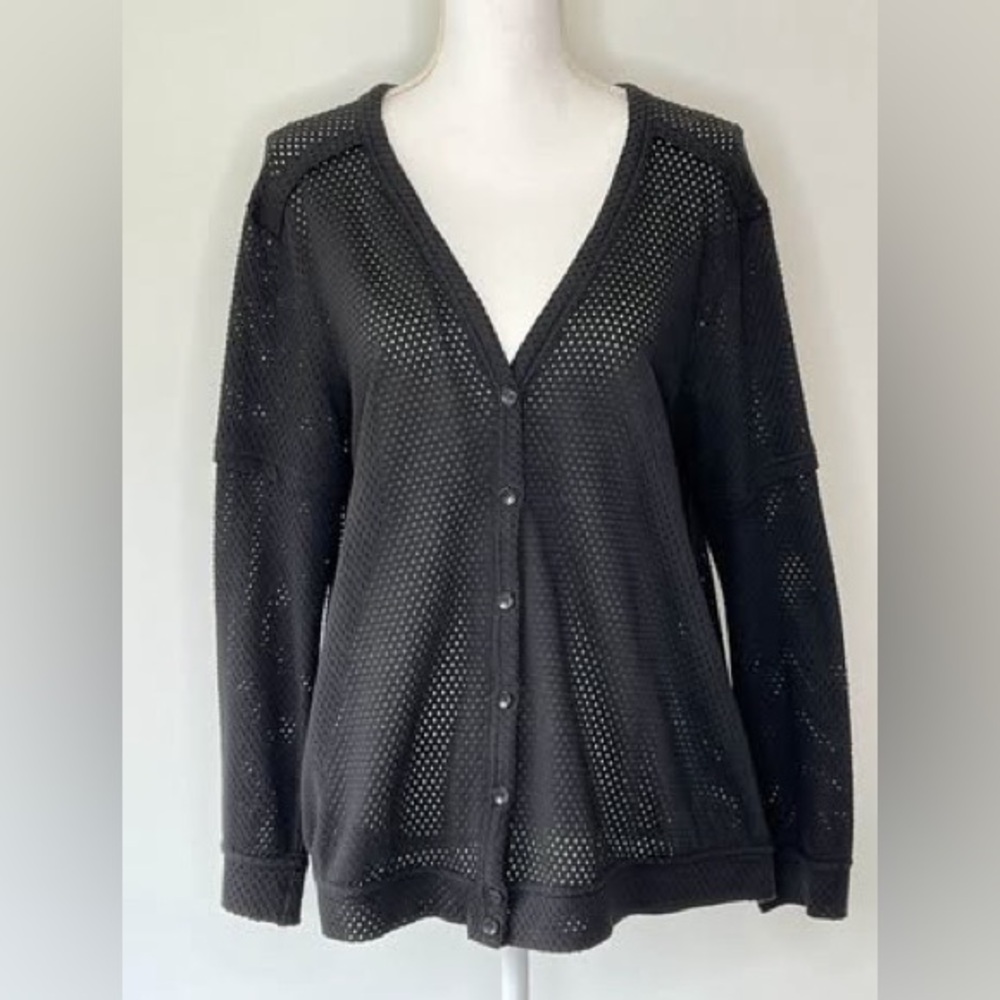 Marc By Marc Jacobs Black Mesh Cardigan, Size Large